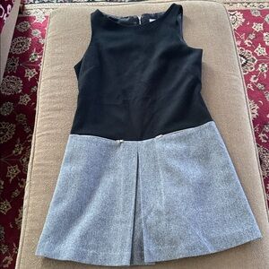 Leona Sleeveless Black/Grey Lined Wool Dress Size 6 Back Zip (TD)
